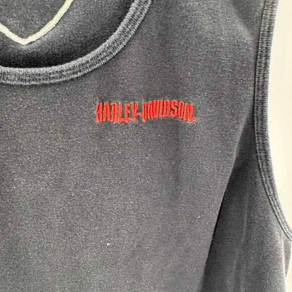 Harley-Davidson Black Cotton Tank Top Men XL Embroidered Logo Front & Logo Patch - Picture 5 of 7